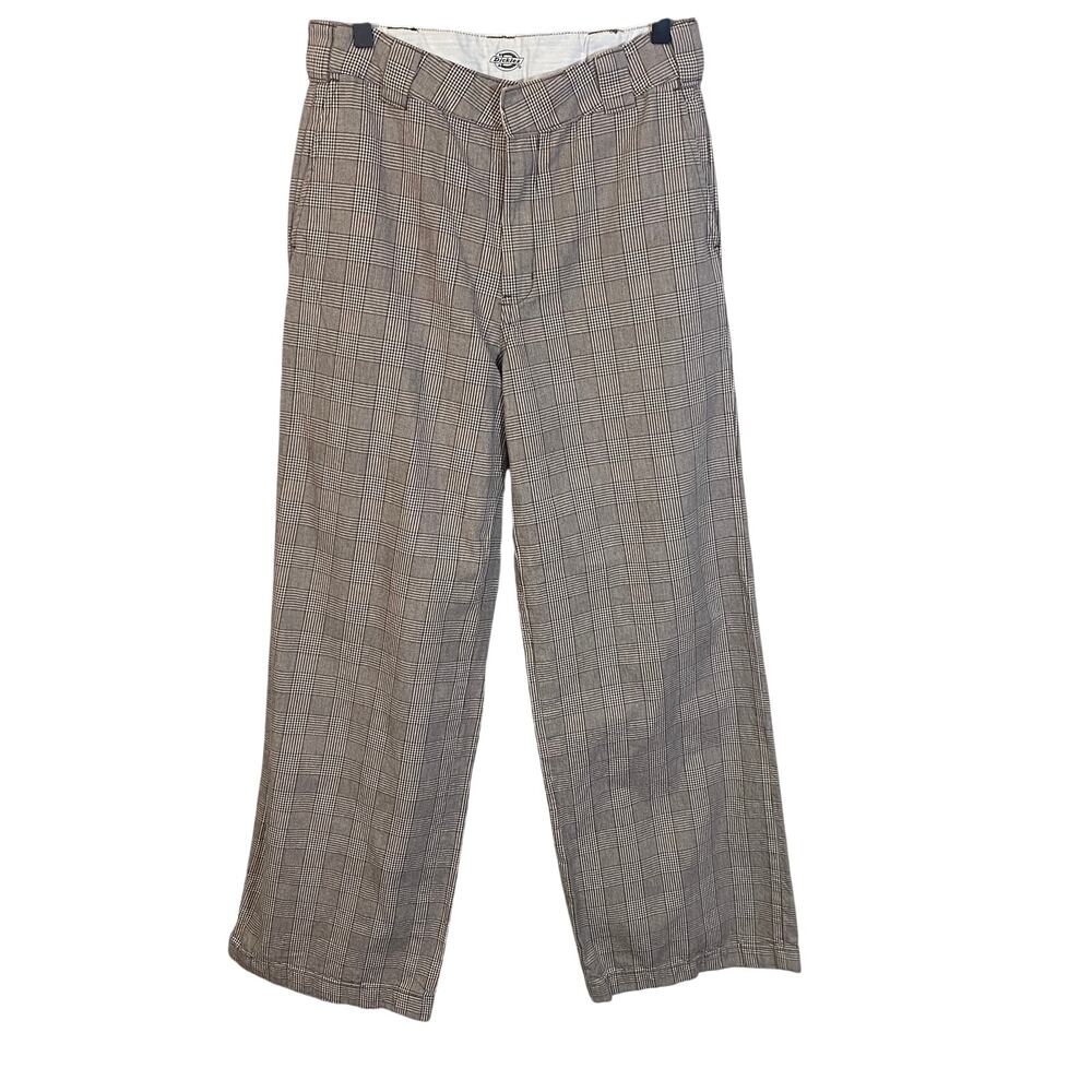 Dickies Relaxed Fit Glen Plaid Bakerhill Pant Brown Tan 100% Cotton Sz 6R - Picture 2 of 12